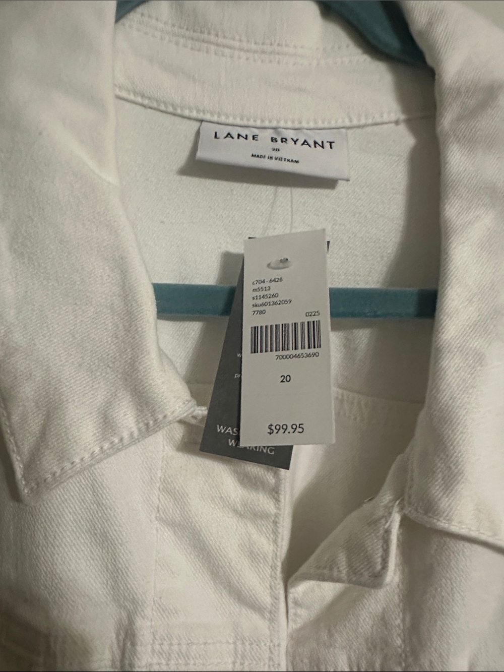 Lane Bryant White Collared Denim Jacket